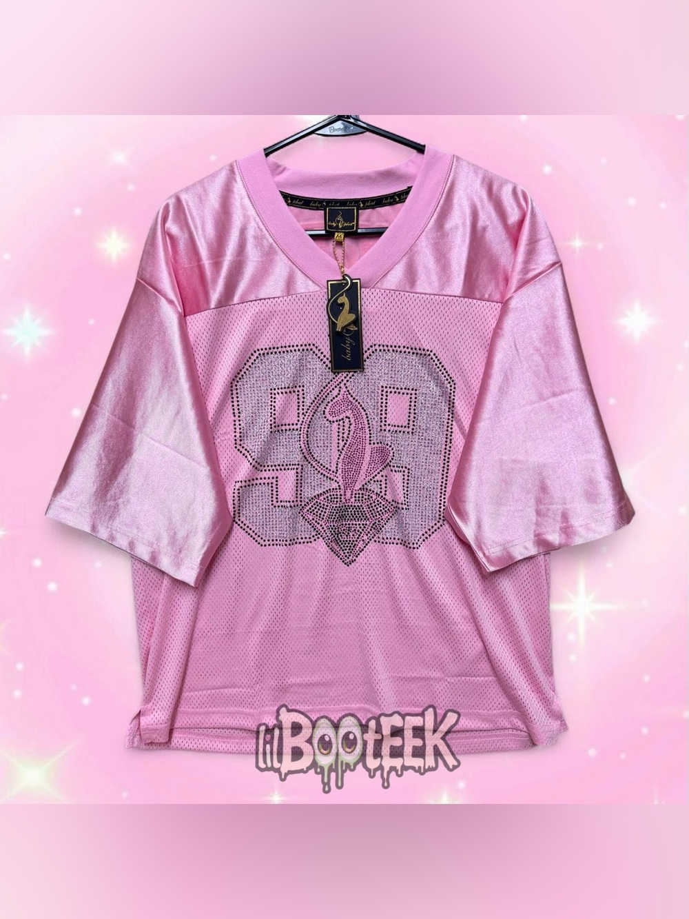 Baby Phat XL Pink Rhinestone Mesh 25 Year LIMITED EDITION 99 Diamond Jersey Y2K